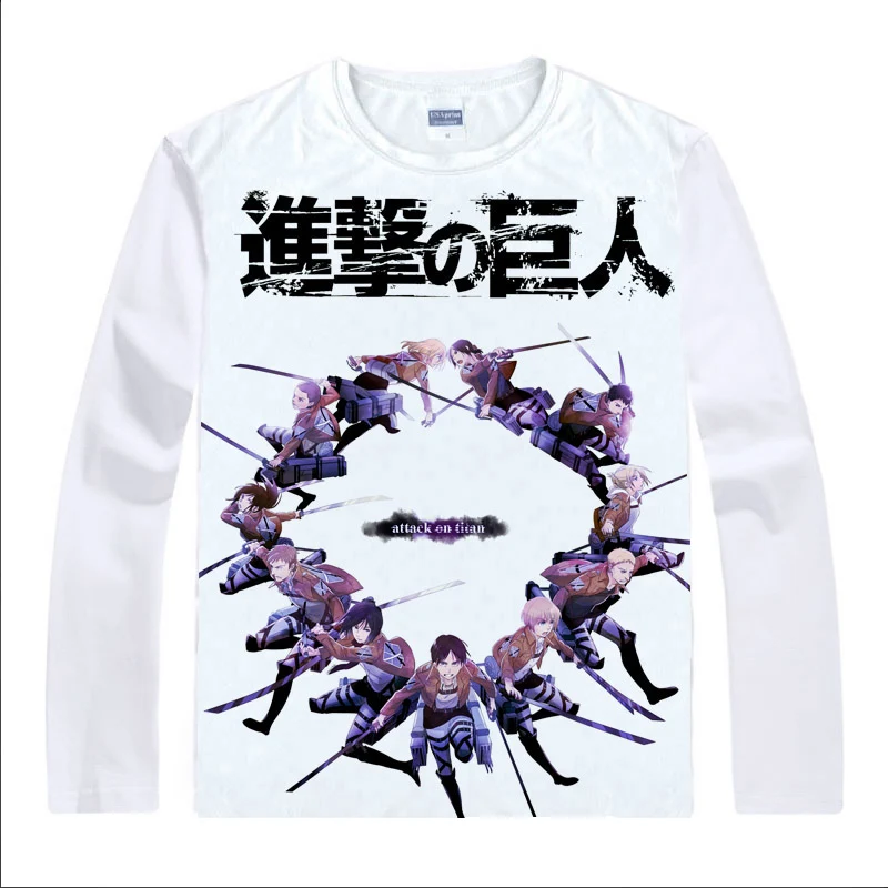 Футболка Coolprint с аниме атака на Титанов футболки разных стилей длинным рукавом