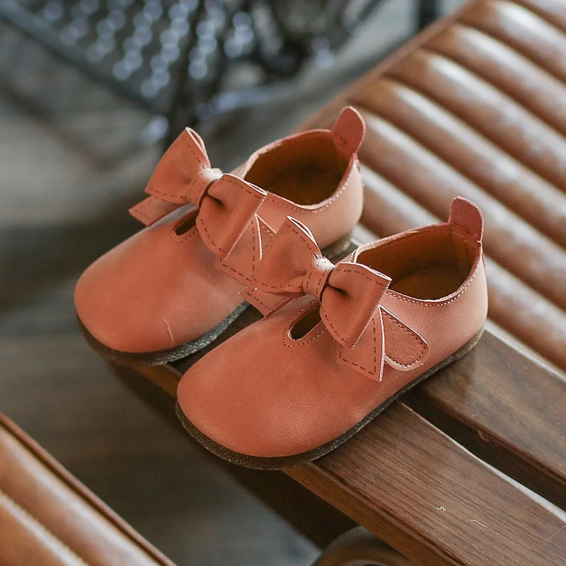 Mumoresip-zapatos planos de piel sint&eacute;tica para ni&ntilde;a, calzado suave con lazo de princesa, informales, para fiesta de boda, oto&ntilde;o-1