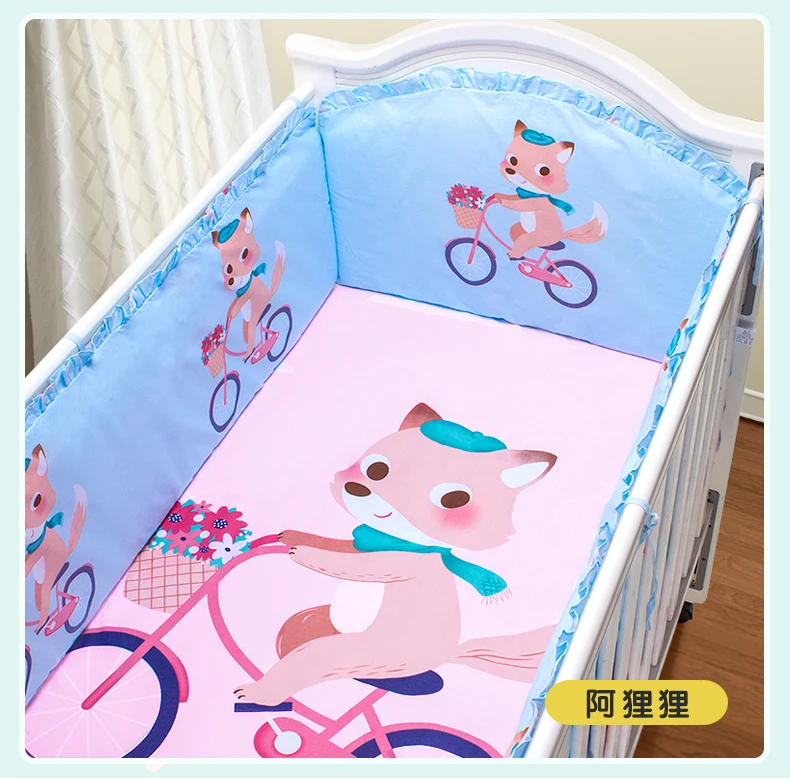 

Promotion! 5pcs Crib Bedding Set Hot Baby embroidered Suite Piece Baby Bedding Set ,include(4bumpers+sheet )