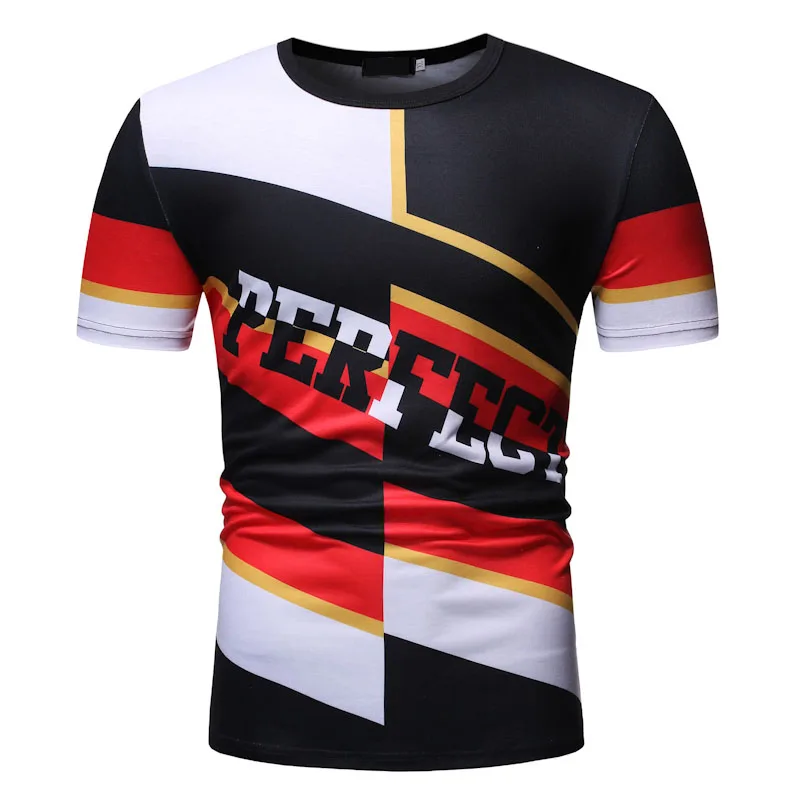 Футболка с буквенным принтом Мужские забавные облегающие футболки Camisetas Hombre Manga
