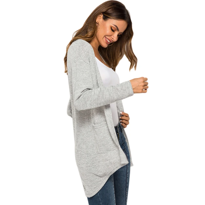 Women Thin Cardigan Long Sleeve Loose Asymmetric Hem Outerwear Coat |