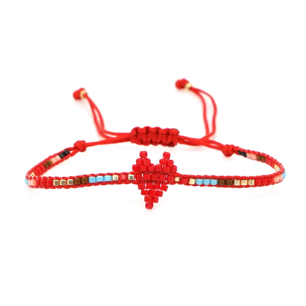 Go2boho MIYUKI браслет для женщин красное сердце браслет любовь Pulseras Mujes ювелирные изделия Пара ручной работы подарок на день Святого Валентина