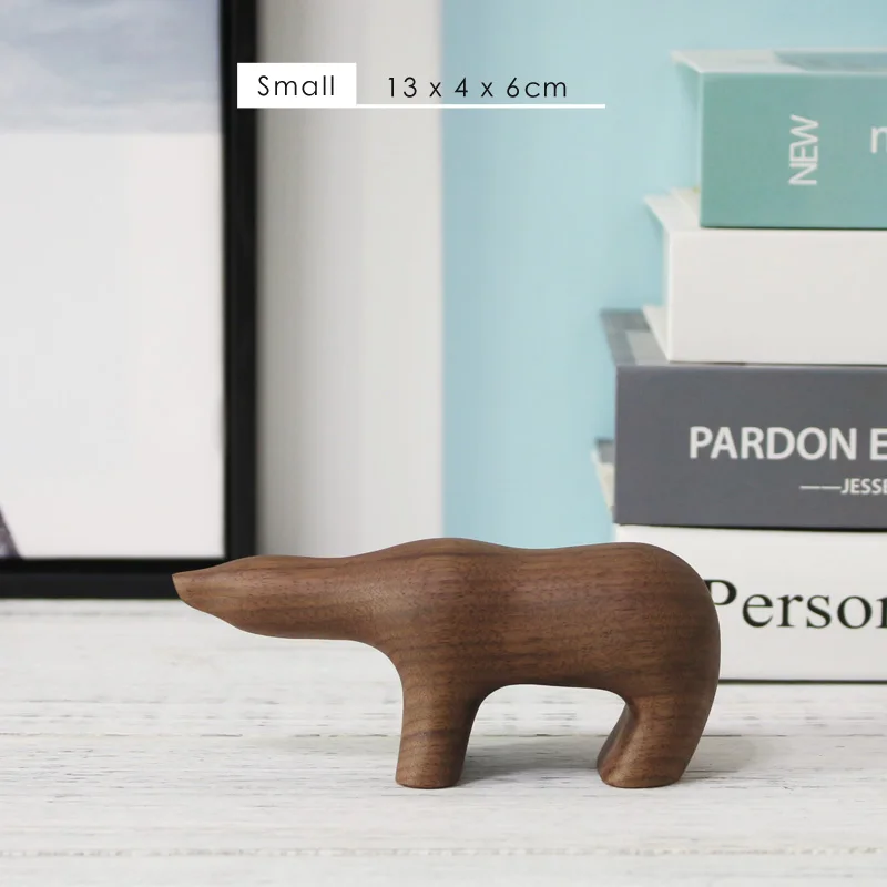 Bear -Small Деревянная модель льва подарки и игрушки домашний декор фигурки животных для полки/Декор витрины окно дисплей дерево удобный ремесла хороший дизайн - Цвет: Bear -Small