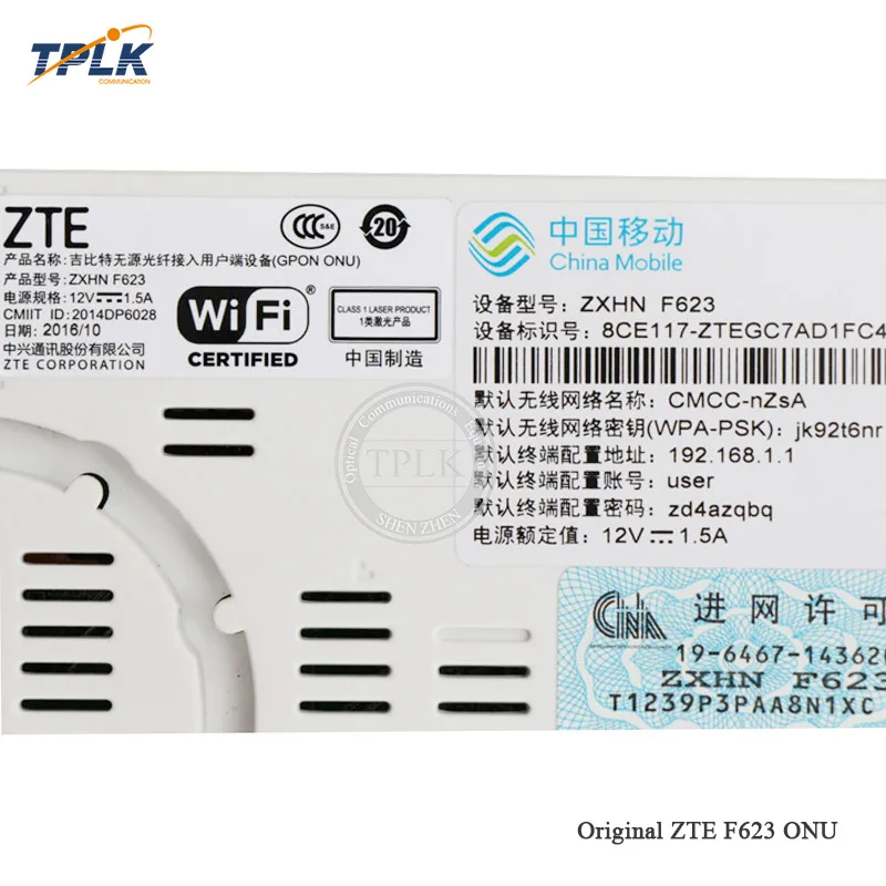 10 шт./лот оригинальный новый бренд ZXHN F623 ONU/ONT GPON английская версия с 1GE + 3FE 1