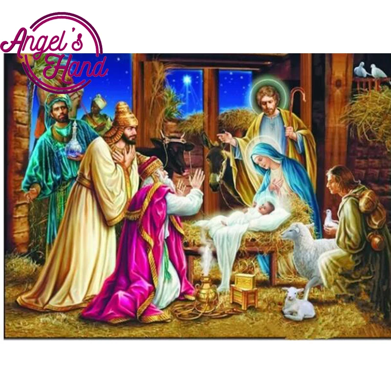 Алмазные картины сделай сам с изображением Иисуса Христа на Рождество рисунки из