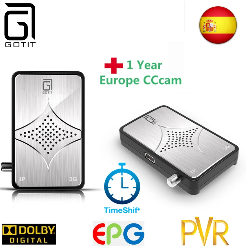 GOTiT XP10 мини DVB S2 спутниковый IPTV Receptor met 1 Jaar Europa CCcam Sunplus1506A 2/8G чипсет PVR мульти CAs