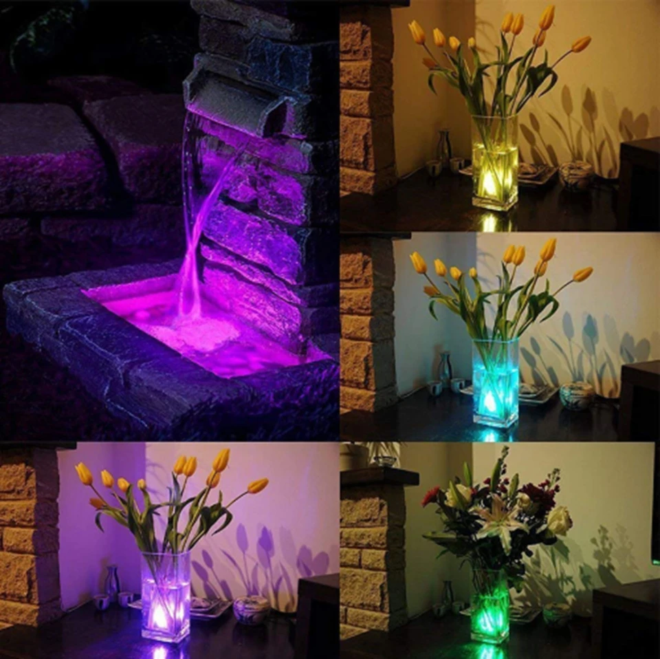 Водонепроницаемая погружная светодиодная подводная лампа RGB на батарейках