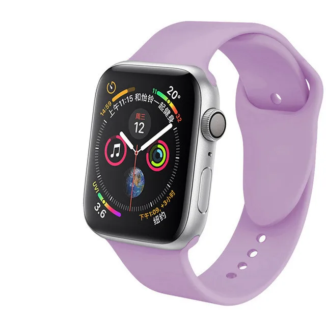 Lavender 20 цветов, спортивная мягкая силиконовая лента для Apple Watch, 38 мм, 42 мм, 40 мм, 44 мм, браслет, сменный ремешок для IWatch, серия 1, 2, 3, 4 - Цвет ремешка: Lavender