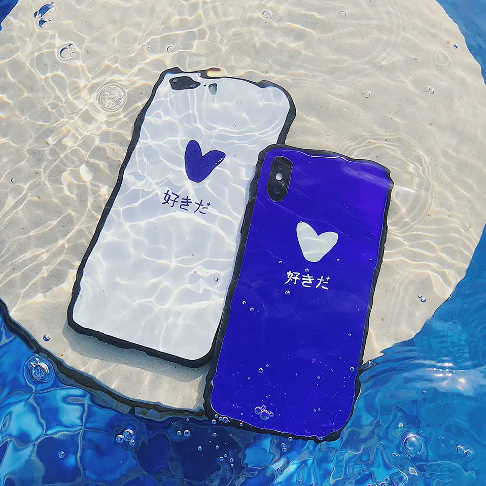 Закаленное стекло телефон чехол для iPhone 7 8 X 6s Capa в форме сердца мобильный 6 Plus Funda