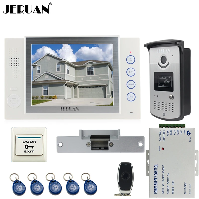Комплект для видеодомофона JERUAN Home 8 дюймов TFT 700TVL rfid доступ инфракрасная камера