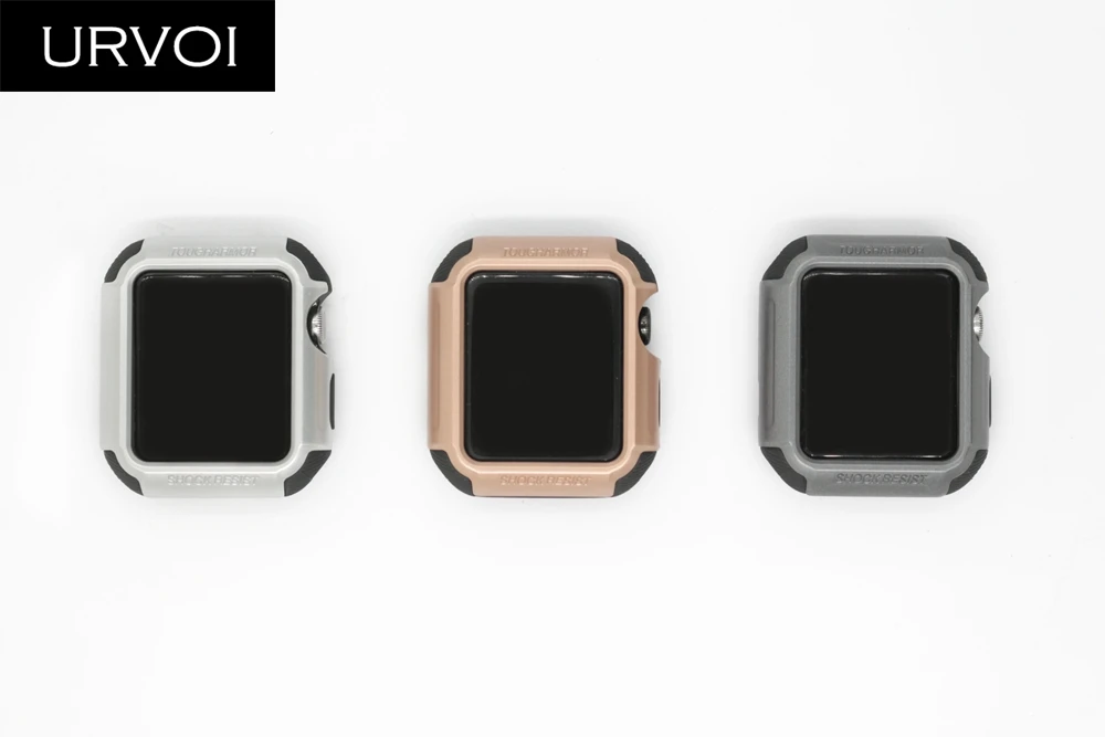Чехол URVOI для Apple Watch series 3 2 1 pc, жесткий защитный силиконовый чехол для iWatch, металлический дизайн 38 42 мм