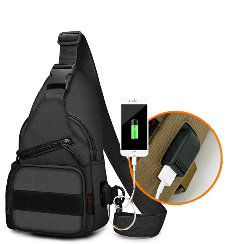 Тактическая Сумка Слинг Molle с USB разъемом повседневная нейлоновая Военная