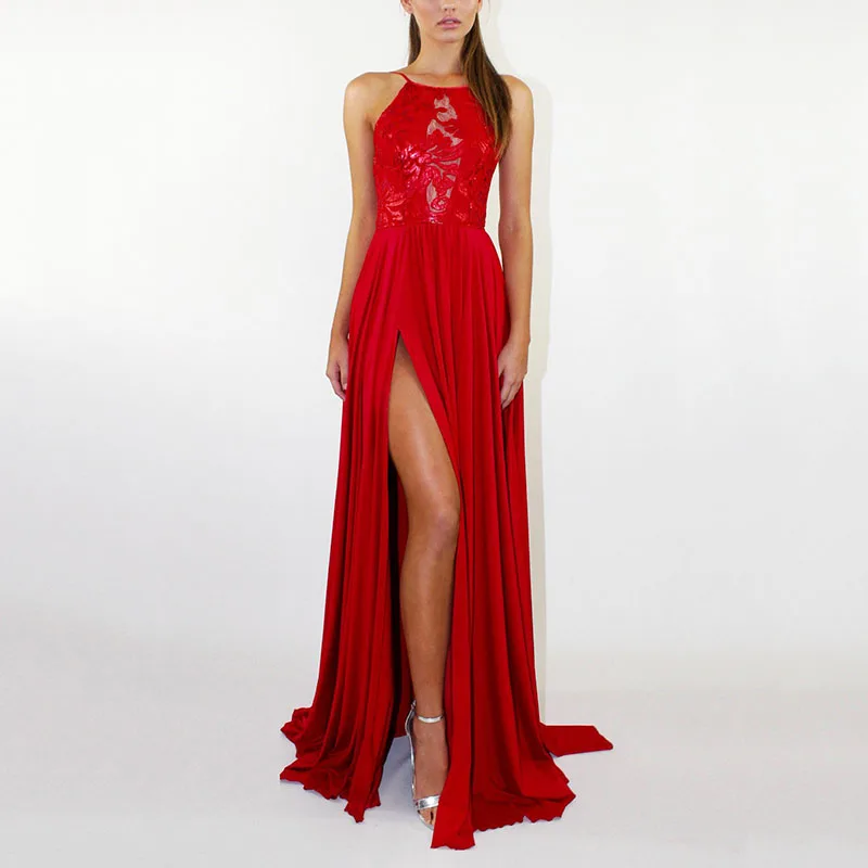 Длинное платье Дамская Женская одежда летние модные сексуальные без спинки