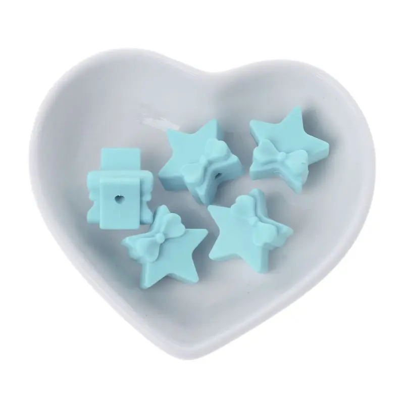 52- Mint Green 5 шт силиконовые бусины в форме звезды пищевого класса прорезыватель BPA бесплатно Прорезыватель для зубов ожерелье браслет Diy Ювелирные изделия Детские Прорезыватели игрушка - Цвет: 52- Mint Green