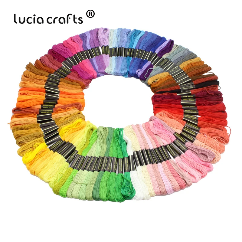 Lucia crafts 100 шт, 1 цвет/шт нить для вышивки хлопок нитки для вышивки крестом нить шитье, моток пряжи аксессуары ручной работы 089153