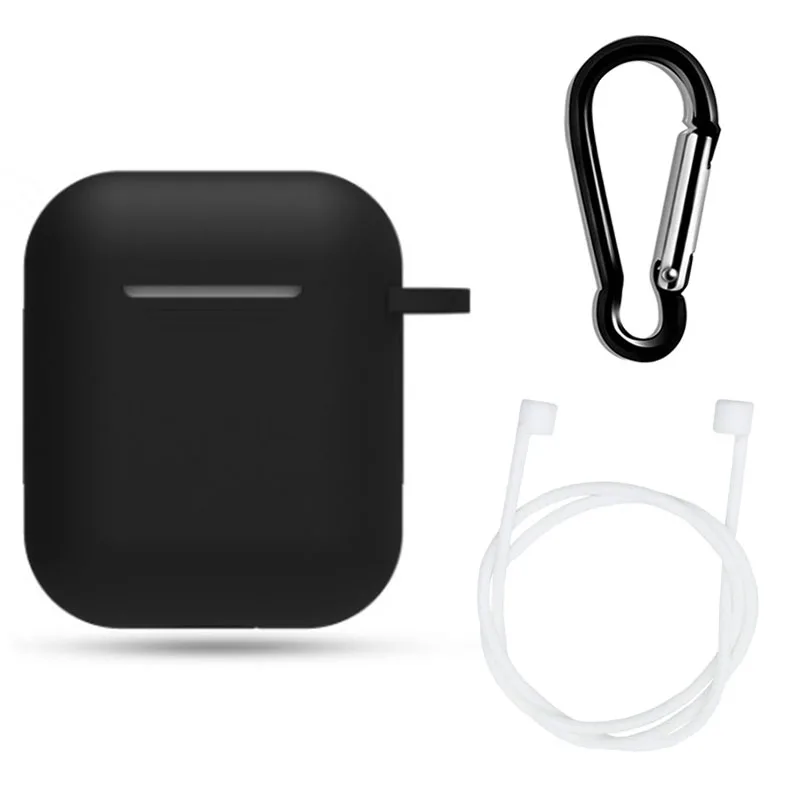 Black Мягкий силиконовый чехол для наушников Air Pods противоударный защитный чехол для наушников водонепроницаемый для Iphone 7 8 Гарнитура - Цвет: Black