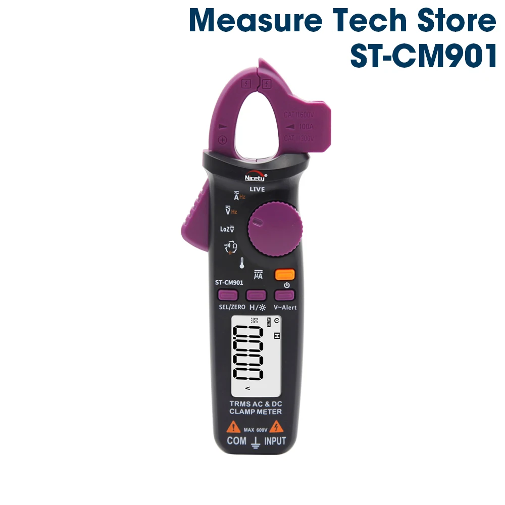 Nicetymeter ST-CM901 True RMS 6000 Counts AC DC Mini ClampMeter Measure Capacitance Resistance Temperature NCV FlashLight DIY