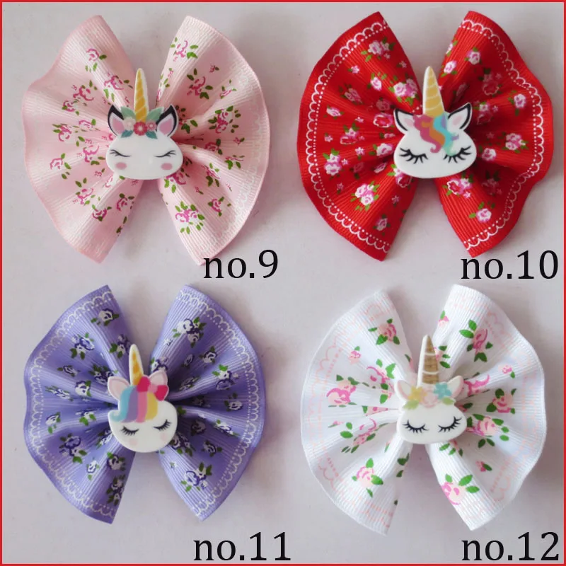 

24 BLESSING Girl 3" Fan Hair Bow Clip Flower Unicorn Accessories Wholesale