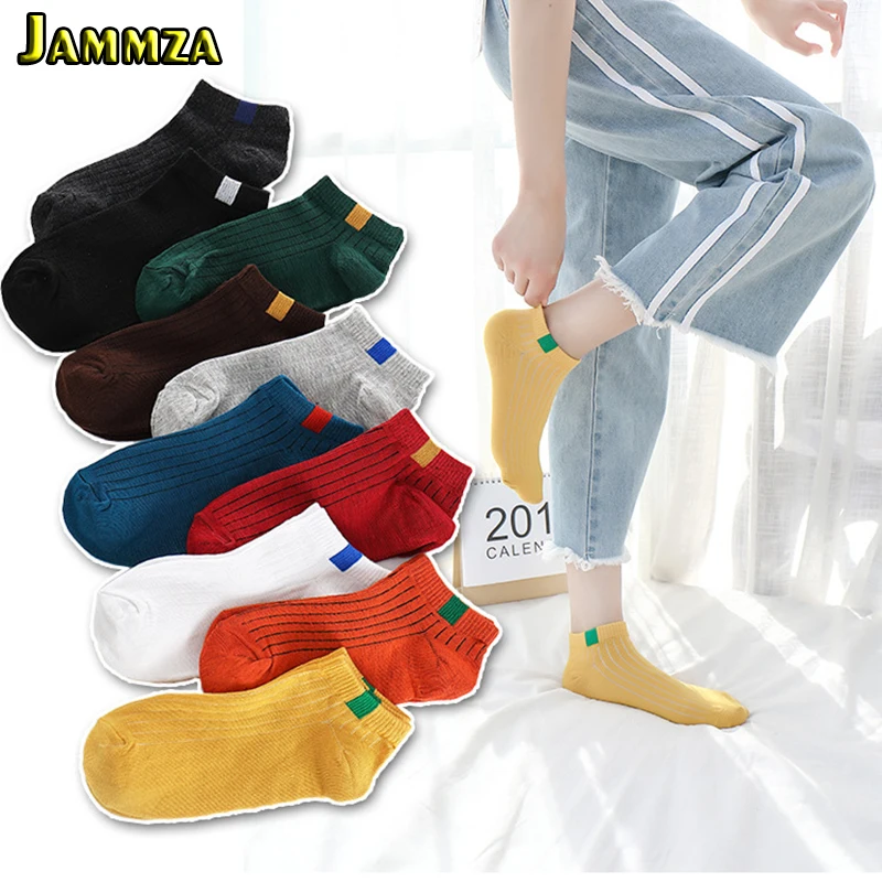 5 пар/лот Повседневный хлопковый комплект женские носки одноцветные черные белые