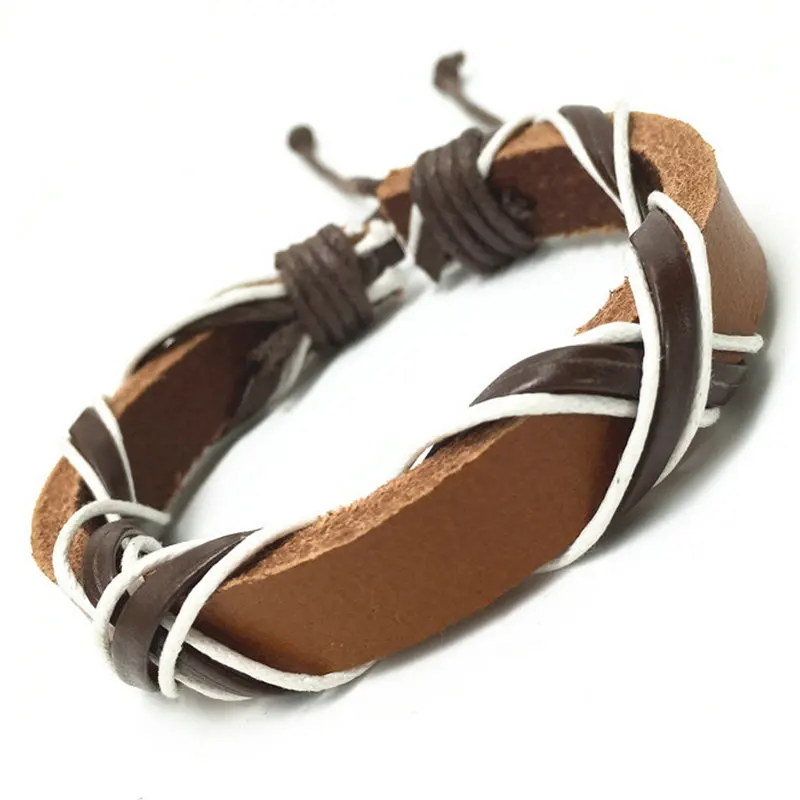 Черно-Коричневые Плетеные браслеты на запястье из натуральной кожи для женщин и