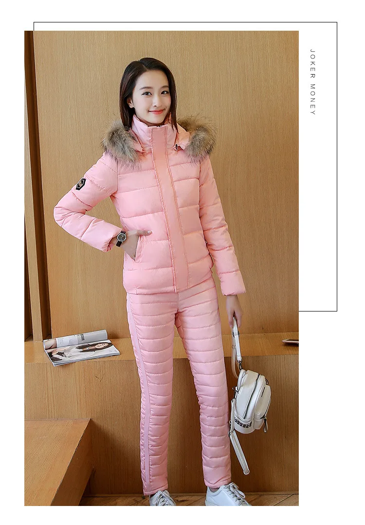 New Fashion Cotton Clothes Women Two piece Suit of Slimming and Thickening Down 8813