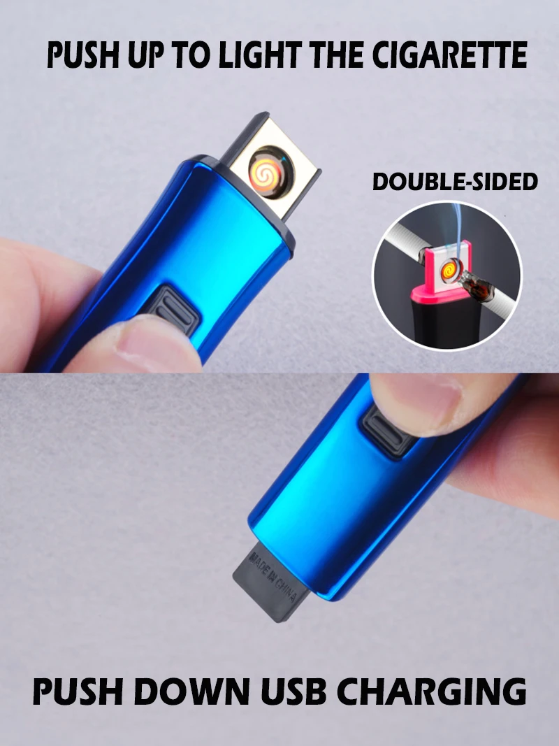 Креативный маленький Перезаряжаемый USB ветрозащитный беспламенный Электрический зарядный прикуриватель бездымный супер зажигалки для мужчин