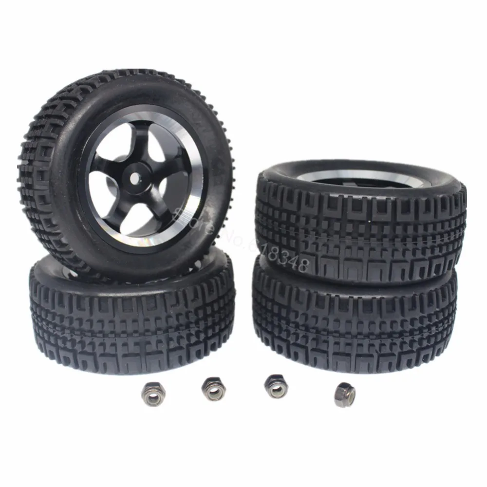 Набор шин и алюминиевых ободов для радиоуправляемых гоночных автомобилей 4 шт. 76