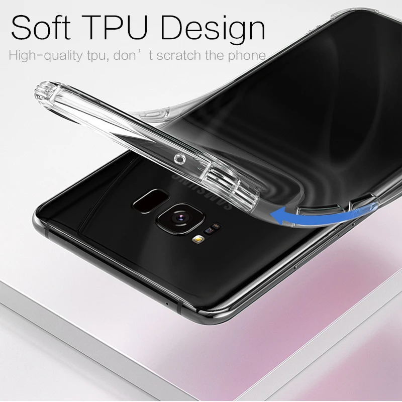 Чехол для телефона s samsung S8 S9 Plus чехол роскошный тонкий прозрачный ТПУ мягкий