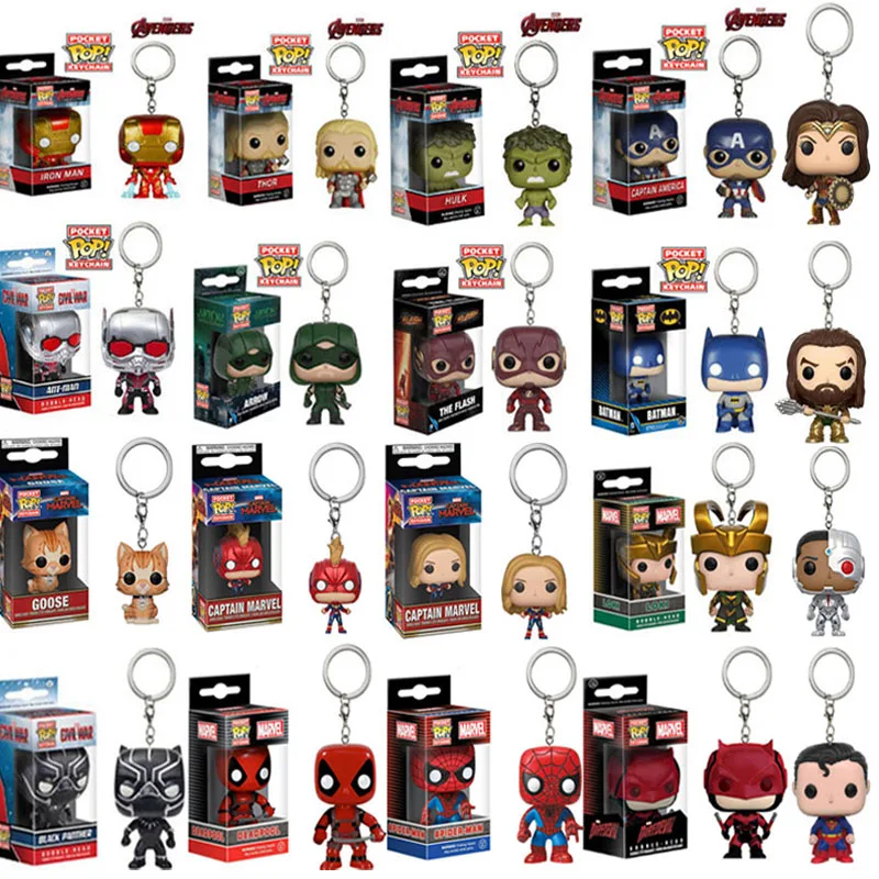 FUNKO POP Marvel Мстители: эндшпиль Тор Локи танос Веном Дэдпул Лига Справедливости Карманный Брелок фигурка игрушки для мальчиков