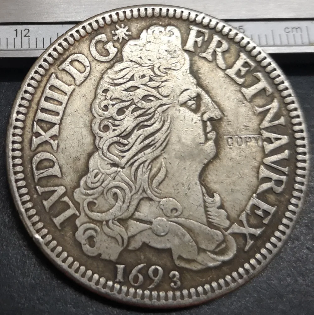 1690-1693 Франция-Королевство 1 Ecu-Луи XIV Посеребренная копия монеты (Выберите любую