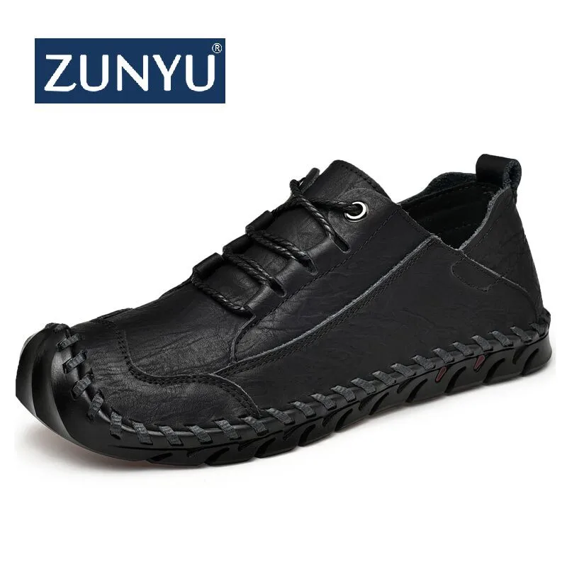 ZUNYU Men's Leather Casual Shoes Moccasins Men Loafers Spring New Fashion Sneakers Male Boat Suede Krasovki Size 38-45 | Обувь