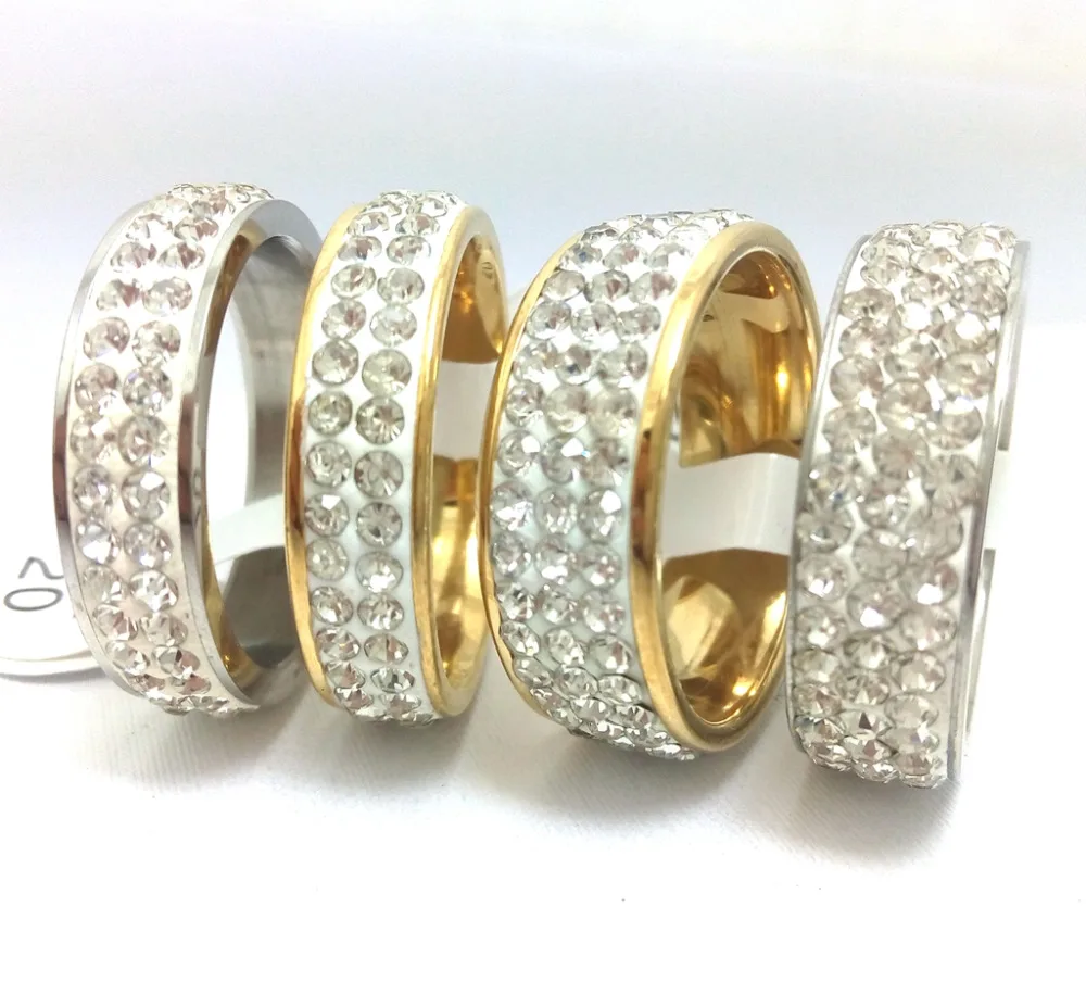 Кольца из нержавеющей стали с цирконом 2 ряда 3 30 шт. |