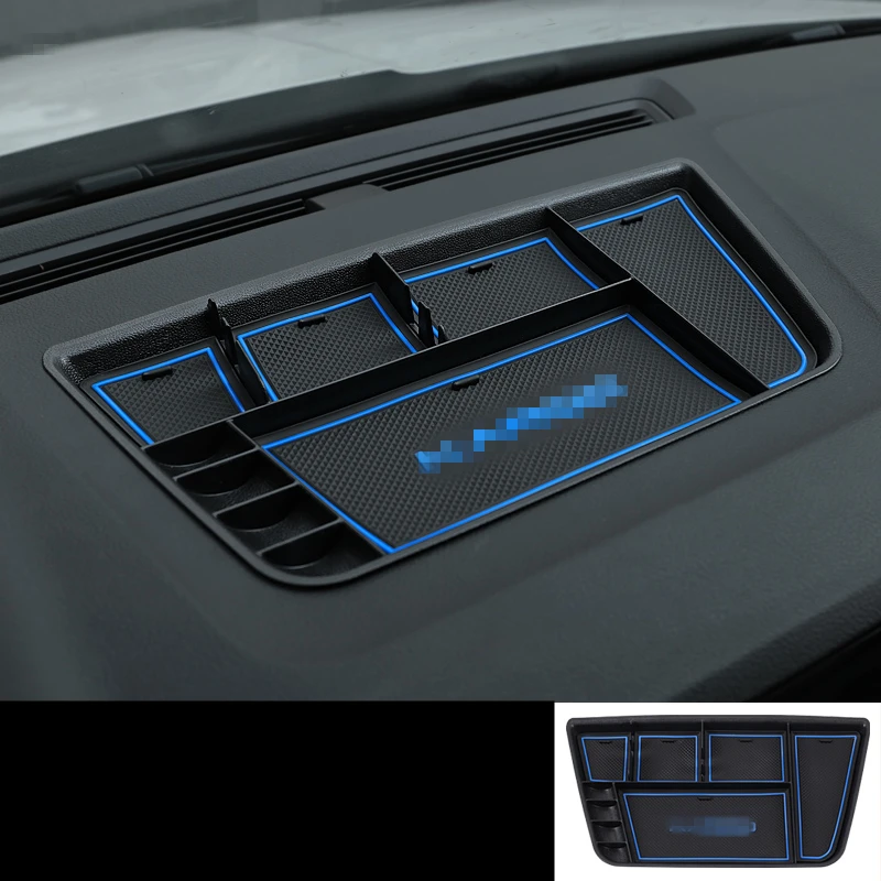 black with blue Для SKODA KAROQ Авто Коробка для хранения передней панели автомобиля контейнер Органайзер пластиковые авто аксессуары украшение интерьера - Цвет: black with blue