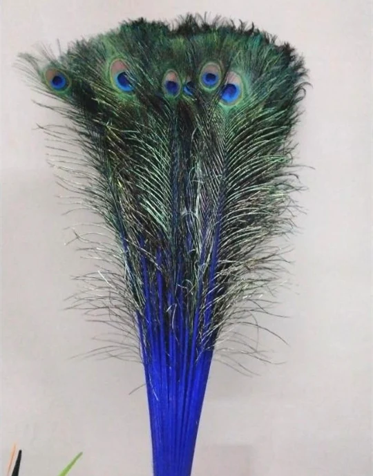 royal blue 70-80cm 50 шт. качественные натуральные перья павлина, 25-30 см/70-80 см DIY-Свадьба, гостиная, Декорированная ваза для цветов - Цвет: royal blue 70-80cm