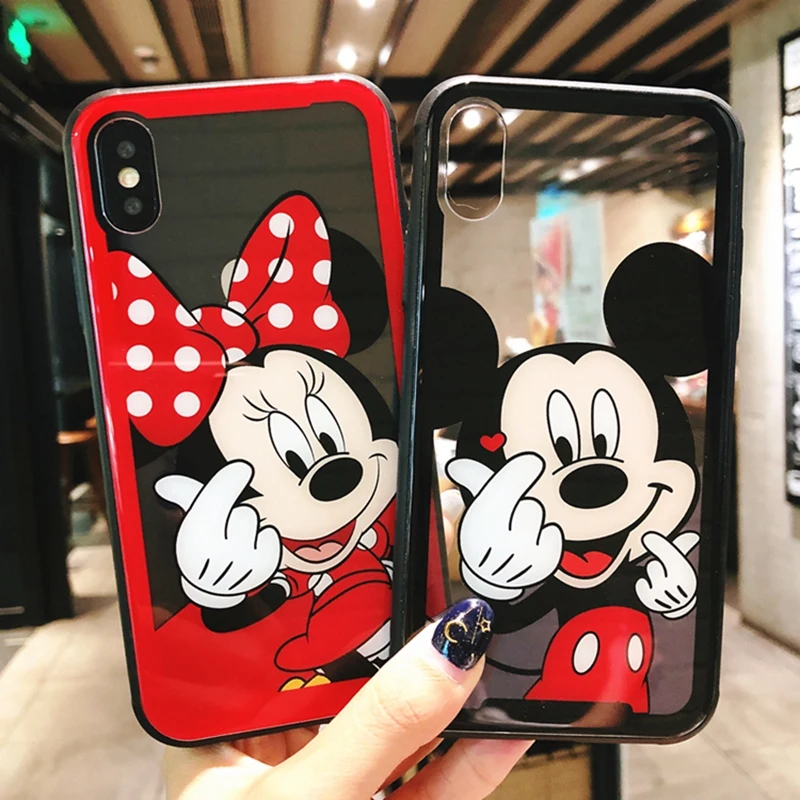 Чехол для телефона с рисунком Минни Маус iphone X XS MAX XR задняя крышка из закаленного