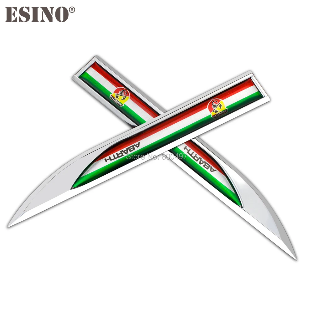 20 x Car Styling 3D Body Fender Side Metal Chrome Zinc Alloy Knife Emblems Badges Accessories For Abarth 500 Punto | Автомобили и
