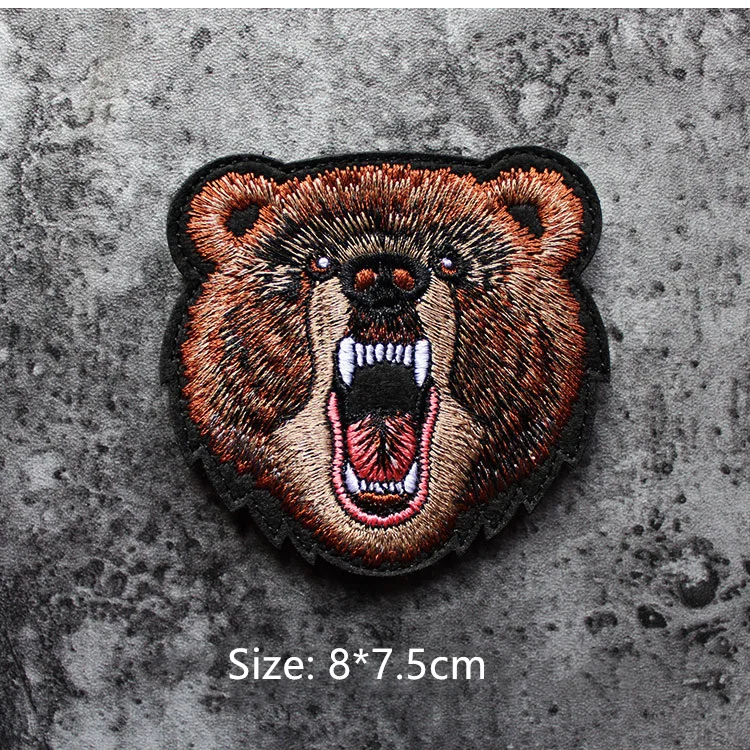 Тигр, медведь, голова волка, животное, вышивка, железные на моральные нашивки, тактические нашивки, сделай сам, для одежды, шляпа, пальто, наклейка платье, аксессуары