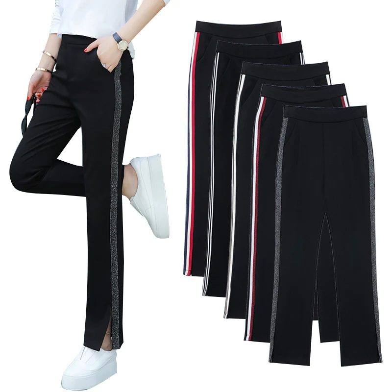 Nine points flare pants female 2019 spring autumn loose Elastic High Waist Lady slim Trousers wide leg casual sports | Женская одежда