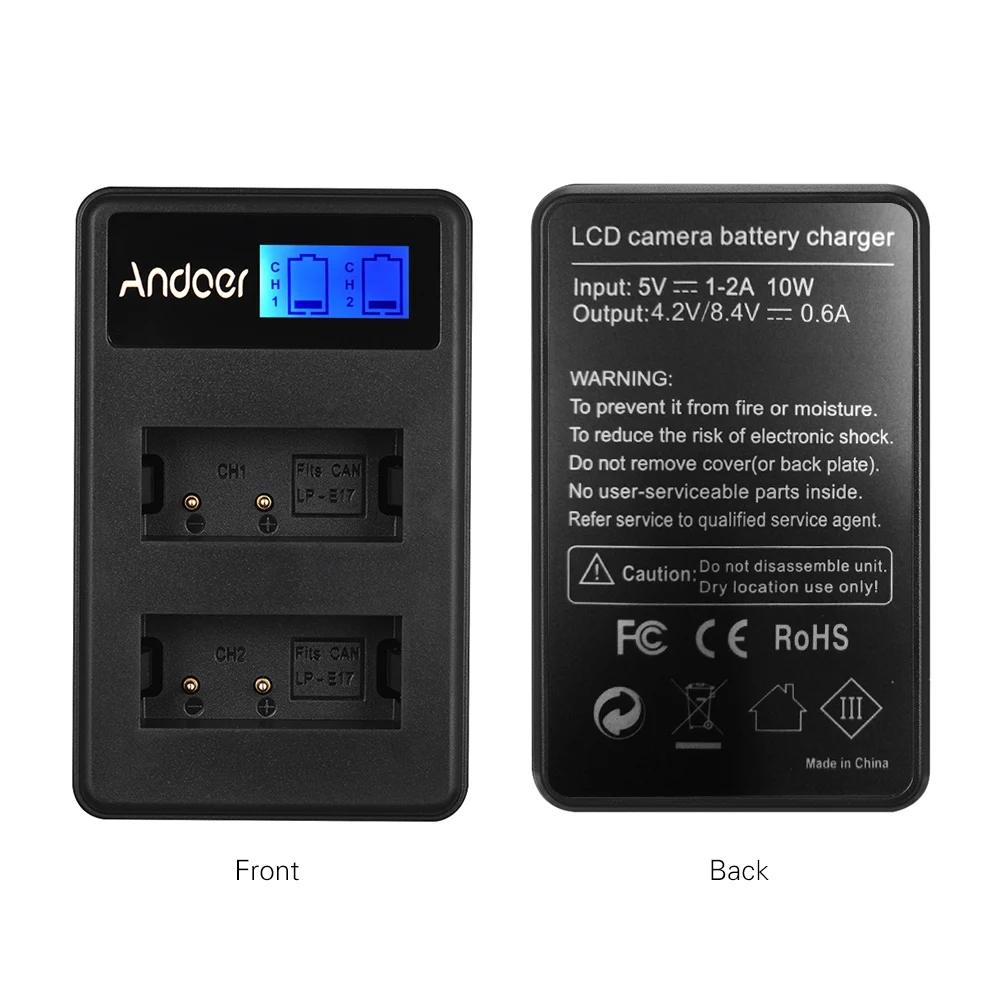 Andoer LCD2 LPE17 двухканальный USB вход ЖК дисплей Камера зарядное устройство для Canon LP E17