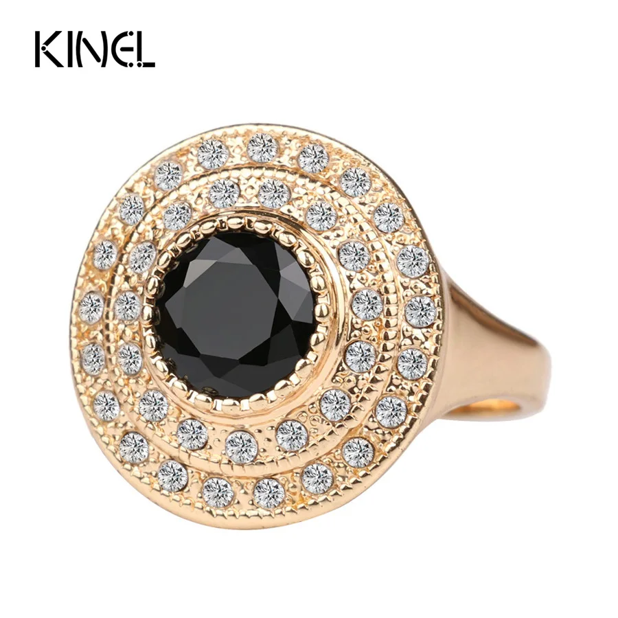 Лидер продаж 2016 модное круглое черное кольцо золотого цвета в стиле панк рок