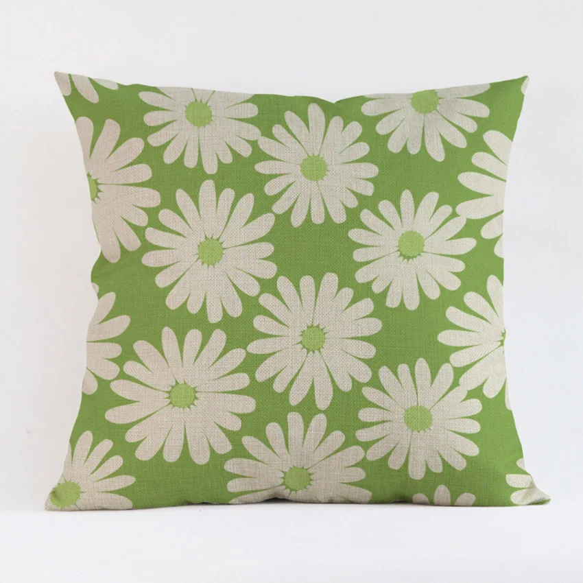 Зеленая пасторальная Цветочная Подушка льняная наволочка декоративные подушки