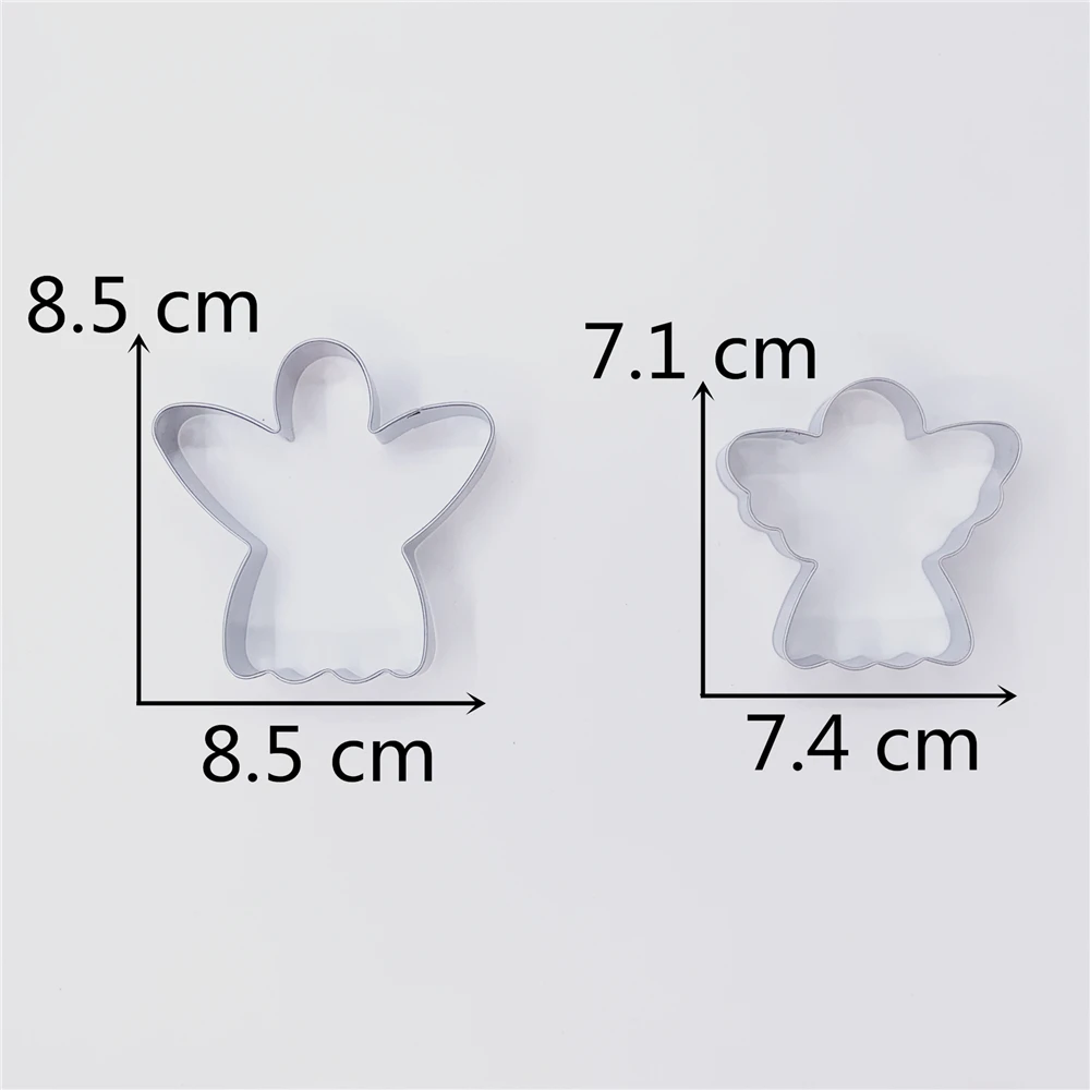 KENIAO Angel Cookie Cutter for Christmas Party- 8.5 cm and 7.4 cm- Biscuit / Fondant / Pastry Cutter- Stainless Steel
