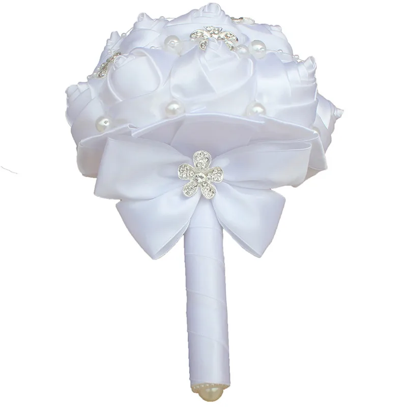 WifeLaI Новый 2018 Белый Свадебные цветы Букеты де mariage Bling Diamond букеты жемчужные buque de