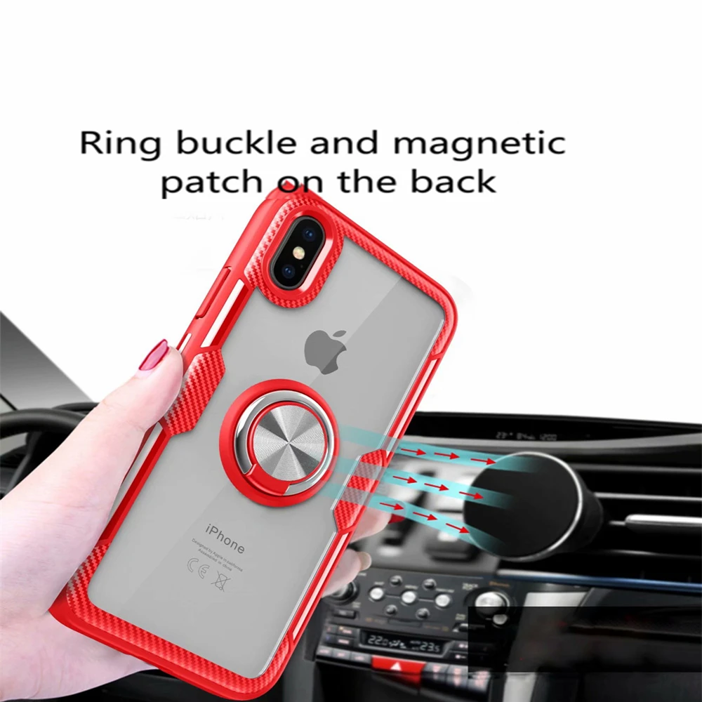 Luxury Armor Phone Case For iPhone 12 11 Pro Max 6 7 8 Plus X 10 Shockproof Cover XS XR With Holder Ring | Мобильные телефоны и