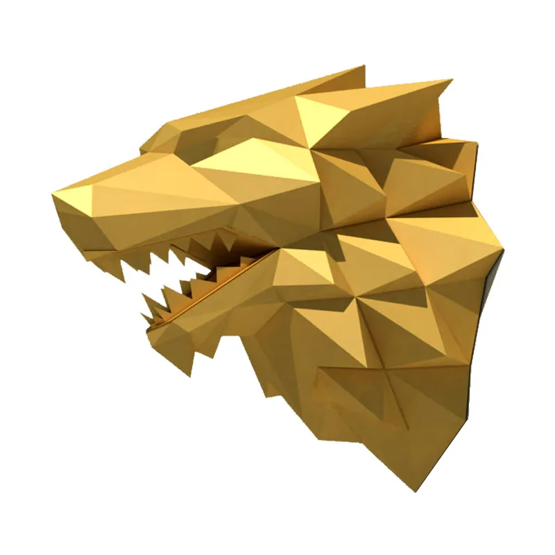 3D бумажная модель игрушки голова волка декорация для дома с животными Декор для гостиной бумага для творчества модель вечерние подарки - Цвет: As picture