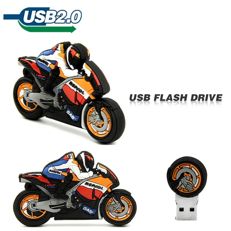 Usb флеш-накопитель 64 ГБ 32 мультяшный мотоцикл 4 8 16 объемный двигатель