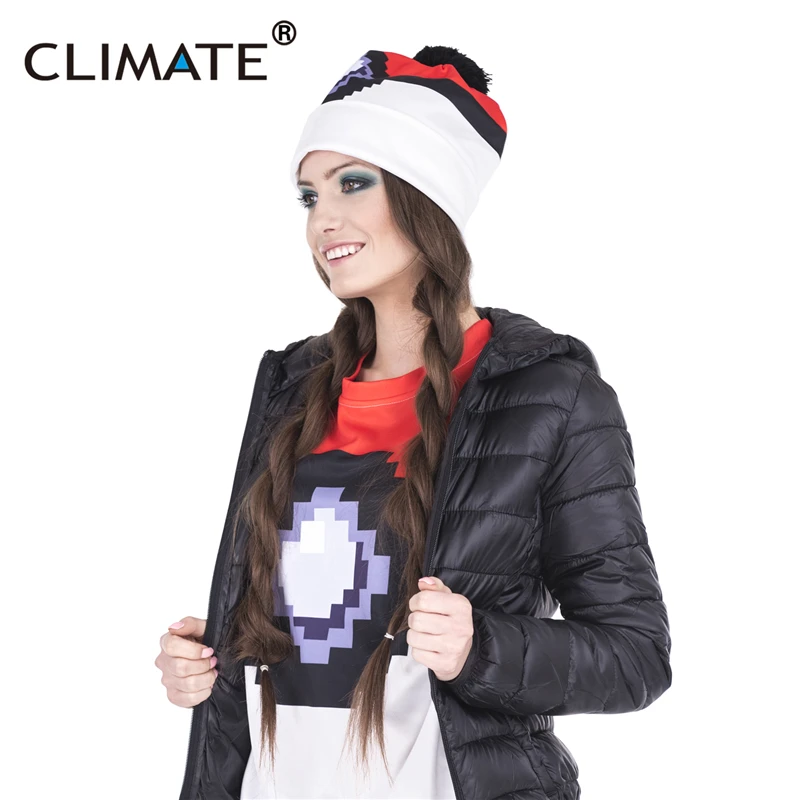 CLIMATE 2018 женская зимняя теплая шапка шапочка Забавный пиксельный Стиль покемон