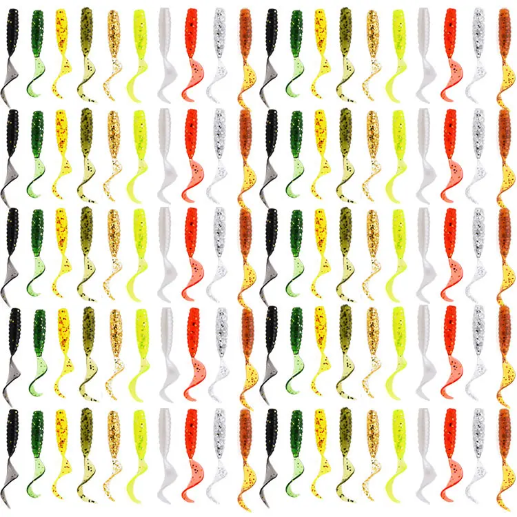 multi 100 шт. мягкий пластик искусственный isca pesca круглый хвост Белковая приманка личинка рыболовный червь moggot приманка личинка приманки 4 см - Цвет: multi