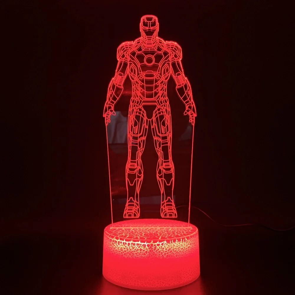 Новинка огни Marvel фигурка железного человека Декор офисного помещения настольная лампа классный детский подарок Детский Железный человек 3d оптический светодиодный ночник лампа