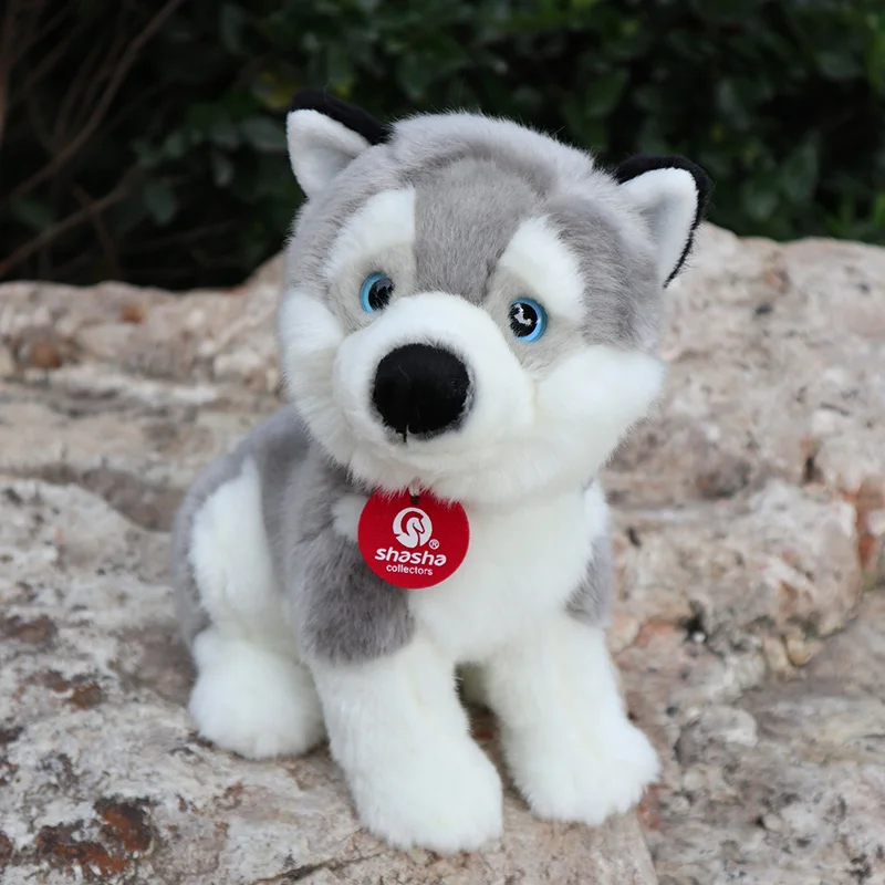 25 см реалистичные плюшевые игрушки Husky Dog куклы мягкие Хаски сидя щенок